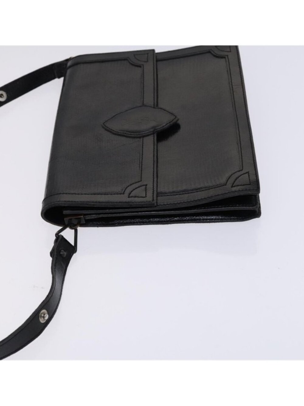 Authentic SAINT LAURENT Shoulder Bag Leather Embossed Black - Picture 14 of 16